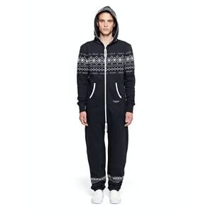 OnePiece Unisex Lusekofte Relaxed Onesie in Navy/Snowflake Print, Size Small